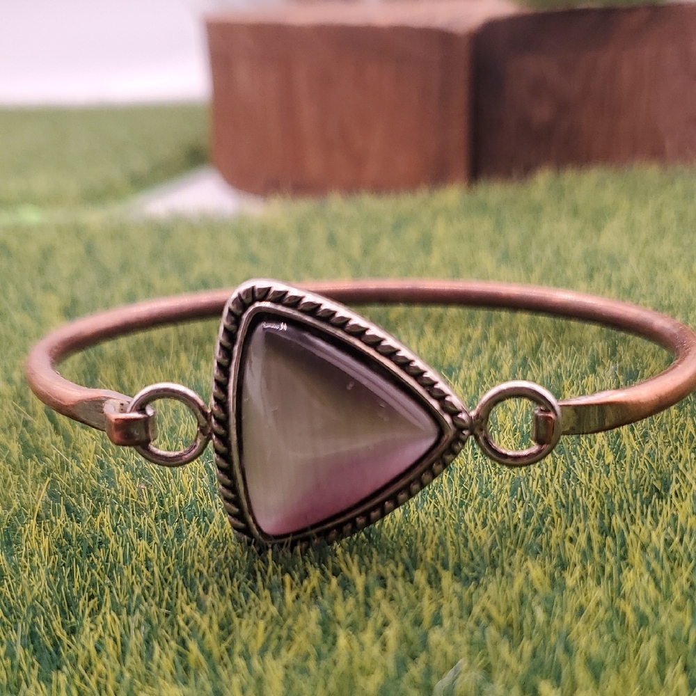 Elegant Amythest And Bronze Triangular Stone Bangle B3402